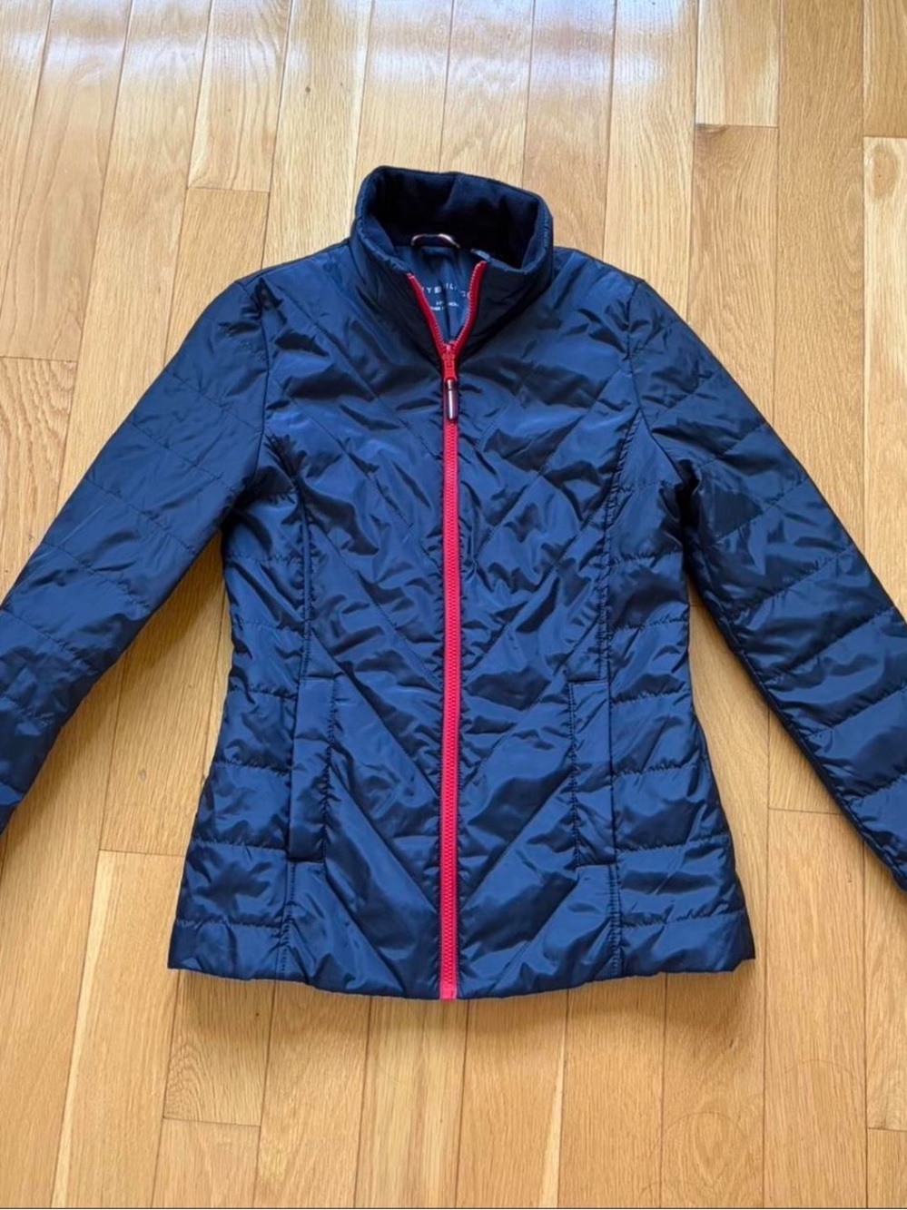 Tommy Hilfiger Navy Quilted 3 in 1 Puffer Jacket with Red Zip